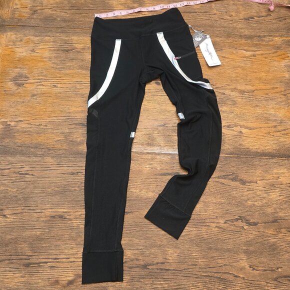 2 for $50    🏷️NWT  -   Black & Metallic Silver GOTTEX Leggings sz S  -  NWT🏷️ - Picture 1 of 6